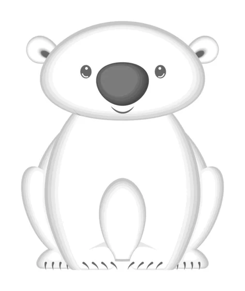 Cute Cartoon Polar Bear Isolated White Background Vector Illustration — Stock Vector