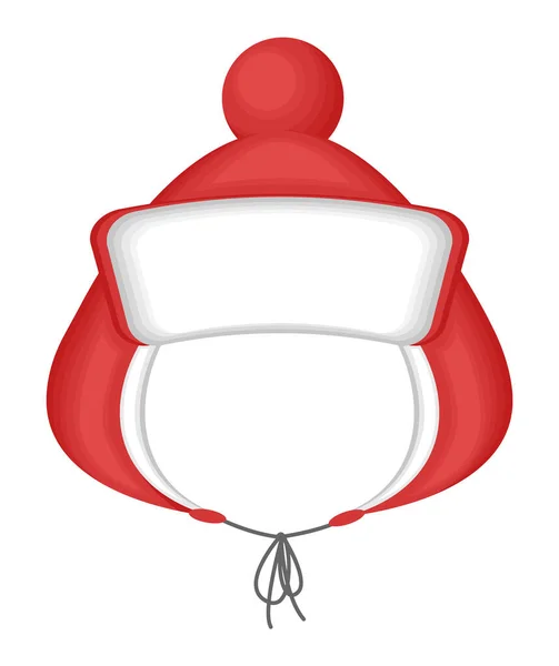 Divertido Sombrero Rojo Niños Con Orejeras Con Pompón Icono Aislado — Vector de stock