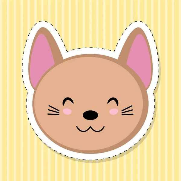 Bocal Gato Estilo Kawaii Adesivo Gatinho Dos Desenhos Animados Ilustração — Vetor de Stock