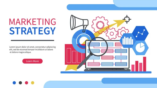 Modelo Página Web Estratégia Marketing Tecnologias Marketing Digital Design Plano —  Vetores de Stock
