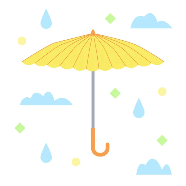 Yellow Umbrella Flat Design Isolated Icon White Background Vector Illustration — Stock Vector