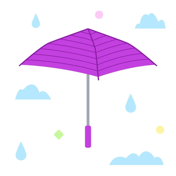 Purple Umbrella Flat Design Isolated Icon White Background Vector Illustration — Stock Vector