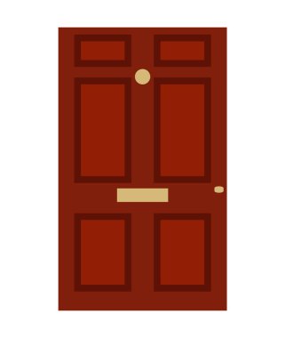 Ön kapıdan. Beyaz arka planda izole edilmiş. Düz dizayn. Vektör illüstrasyonu.