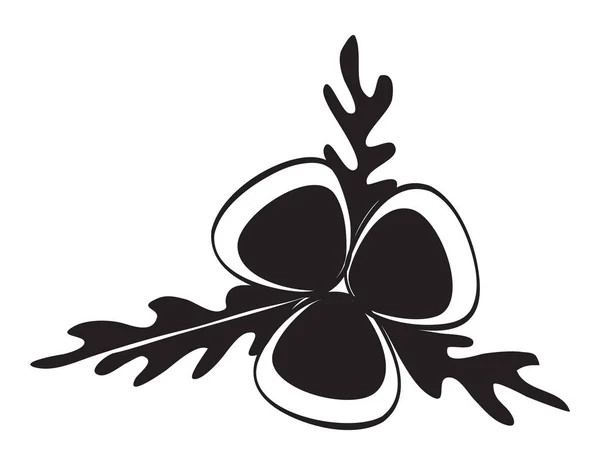 Stiefmütterchen Die Blume Und Blätter Schwarze Silhouette Vereinzelt Auf Weißem — Stockvektor