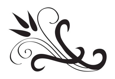 Soyut stilize çiçek. Siyah siluet beyaz arka planda izole edilmiş. Vektör illüstrasyonu.