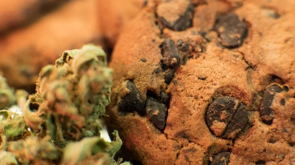 Culinary products from marijuana. Baking cookies from cannabis close-up. — Stock Photo, Image