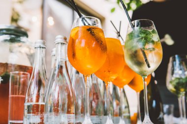  Klasik yaz alkollü kokteyller. Narenciye alkol kokteyl yakın çekim