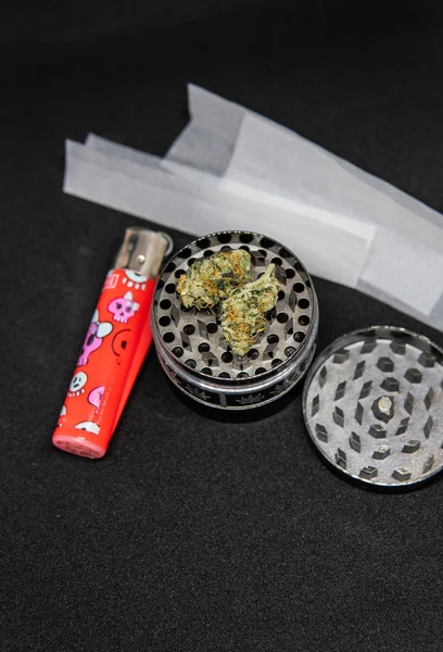 Metal grinder for marijuana. Marijuana recreational use — Stock Photo, Image