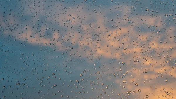 Regendruppels op het glas close-up — Stockfoto