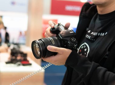 Kiev, Ukrayna -28 Eylül 2019 : Cee 2019. yeni Nikon kamera m
