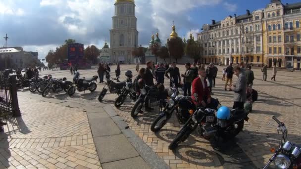 Kyiv Ukraine September 2019 Distinguished Gentleman Ride Charity Meeting Bikers — Stock Video