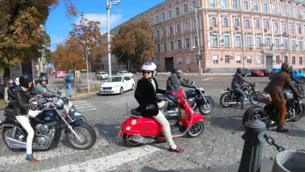 Kyjev Ukrajina Září 2019 Význačná Jízda Džentlmena Charitativní Setkání Motorkářů — Stock video