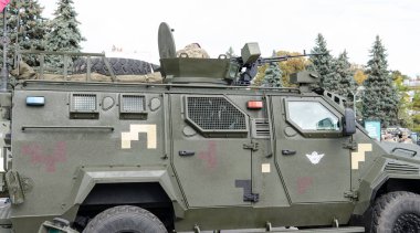 Kyiv, Ukrayna - 6 Ekim 2019: Kiev 'de askeri festival. Mili.