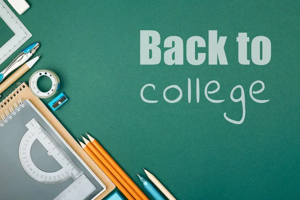 Students stationary and inscription Back To College. — Stock Photo, Image