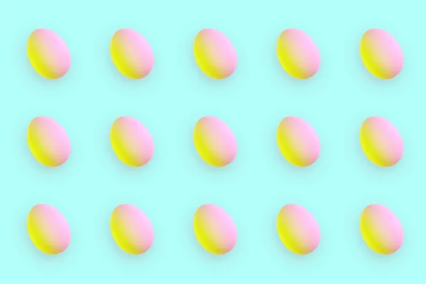 Пасхальные яйца в дуотоновых цветах на бирюзовом фоне . — стоковое фото