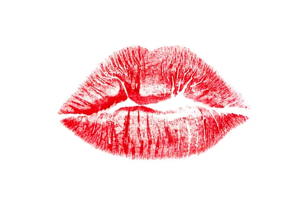 Tulosta punaiset huulet eristetty valkoinen. — kuvapankkivalokuva