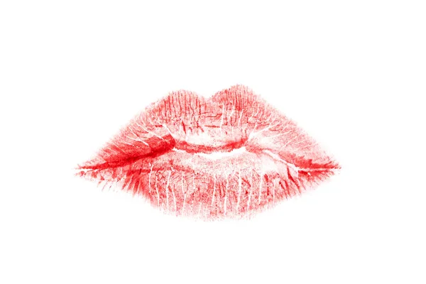 Print of red lips isolated on white. — Stock Photo, Image