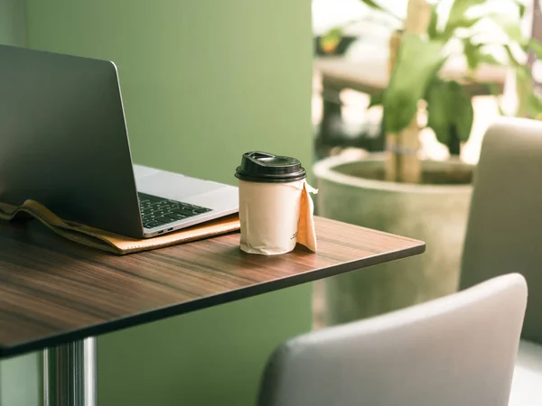 Heiße Tasse Kaffee Gemütlichen Café Morgen — Stockfoto