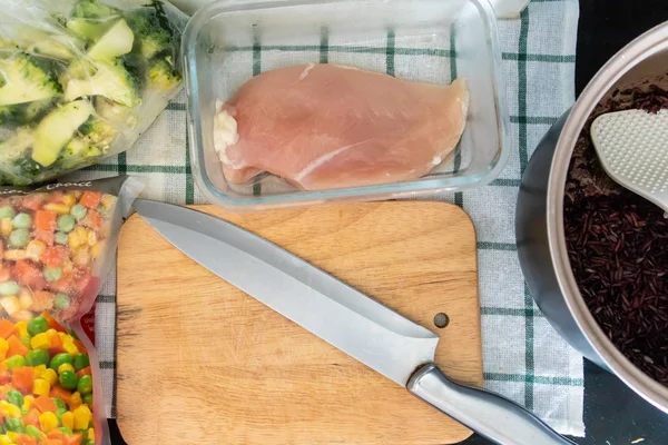 Preparing Chicken Breast Chopping Board Kitchen — Stock Photo, Image