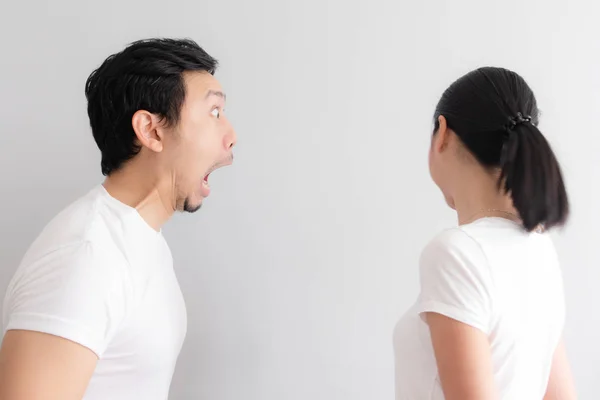 Asian Funny Face Couple Lover Bad Breath Problem — Stock Photo, Image