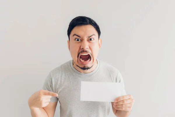 Man is angry with the white mail message or the bill. — Stock Photo, Image
