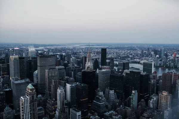 Paysage Urbain Panoramique Des Gratte Ciel New York Coucher Soleil — Photo