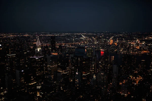 Panorama Nuit New York Avec Les Lumières Des Gratte Ciel — Photo