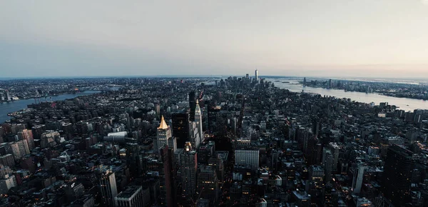 Paysage Urbain Nocturne New York Hudson Les Gratte Ciel Les — Photo