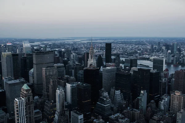 Pencakar Langit New York Selama Matahari Terbenam Dengan Latar Belakang Stok Gambar