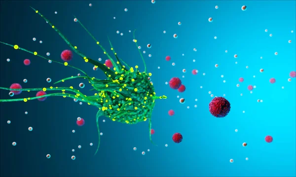 Virus cells 3D render. Bacteria