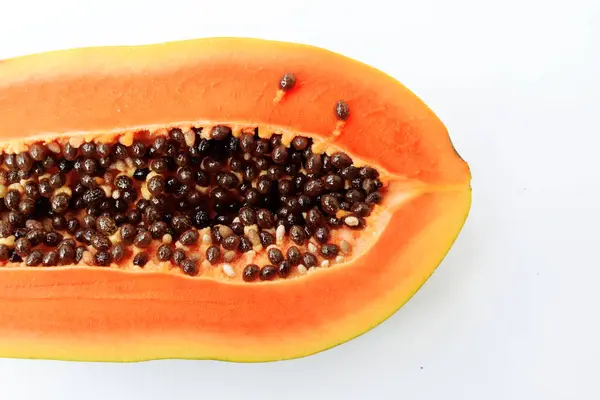 Reife Papaya Isoliert Auf Weißem Hintergrund — Stockfoto