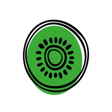 Beyaz arka planda Kivi. Yarım sulu kivi. Vektör resmi.