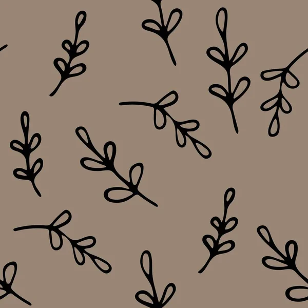 Branches Motifs Feuilles Dessin Main Levée Image Sans Couture Sur — Image vectorielle