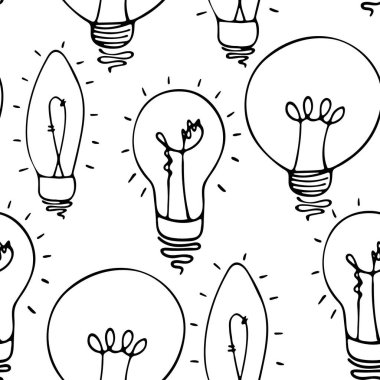 Beyaz arka planda ampul deseni var. Kusursuz bir resim. Vektör. İllüstratör.