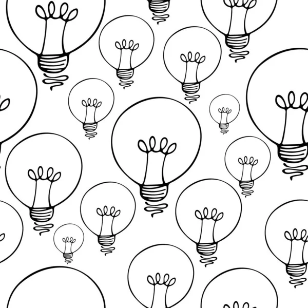 白色の背景に電球のパターン シームレスな画像 ベクトル イラストレーター — ストックベクタ
