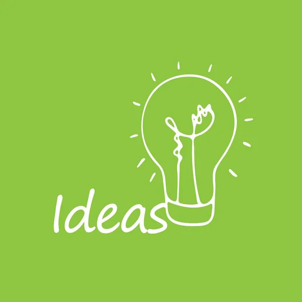 Bombilla Ideas Ilustración Vectorial Logo Sobre Fondo Verde Claro Ilustrador — Vector de stock