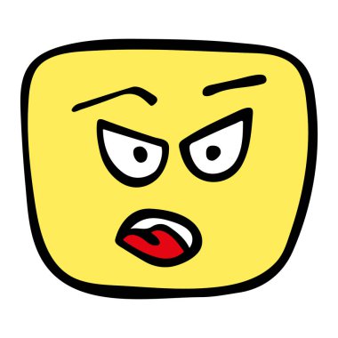 Duygular. Beyaz arka planda gülümseyen bir görüntü. Vektör simgesi.