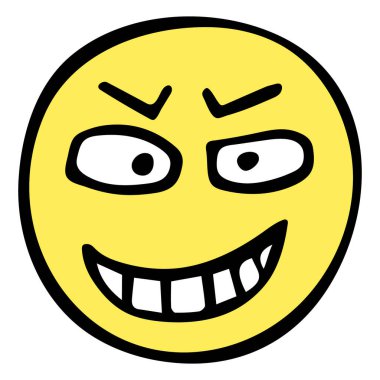 Duygular. Beyaz arka planda gülümseyen bir görüntü. Vektör simgesi.