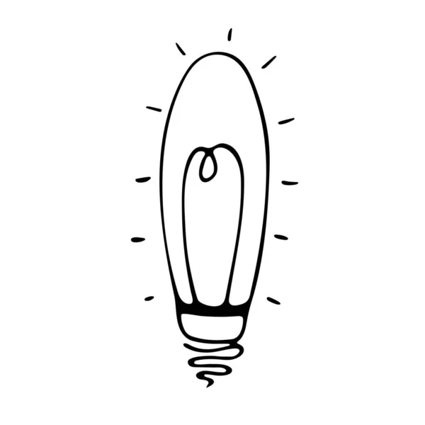 Icône Ampoule Ligne Noire Sur Fond Blanc Illustrateur — Image vectorielle