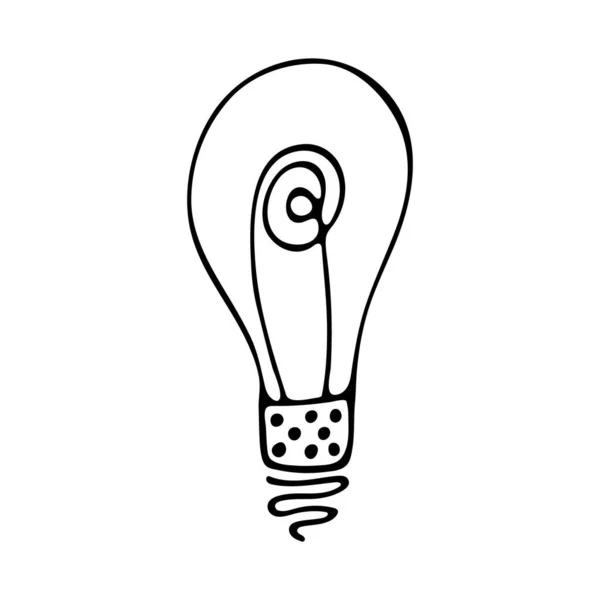 電球のアイコン 白い背景に黒い線 イラストレーター — ストックベクタ