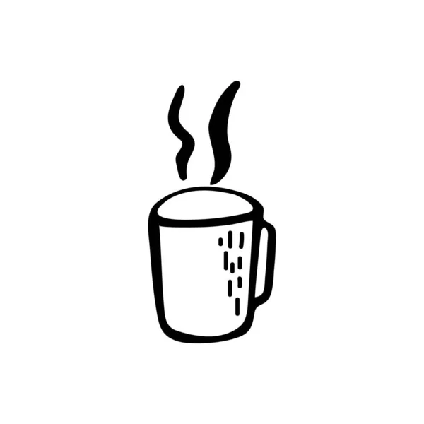 Una Tazza Bevanda Calda Americano Caffè Quadro Disegnato Mano Disegno — Vettoriale Stock