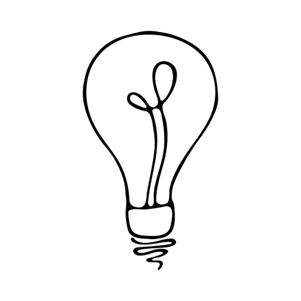 Glühbirnen Symbol Schwarze Linie Auf Weißem Hintergrund Illustrator — Stockvektor
