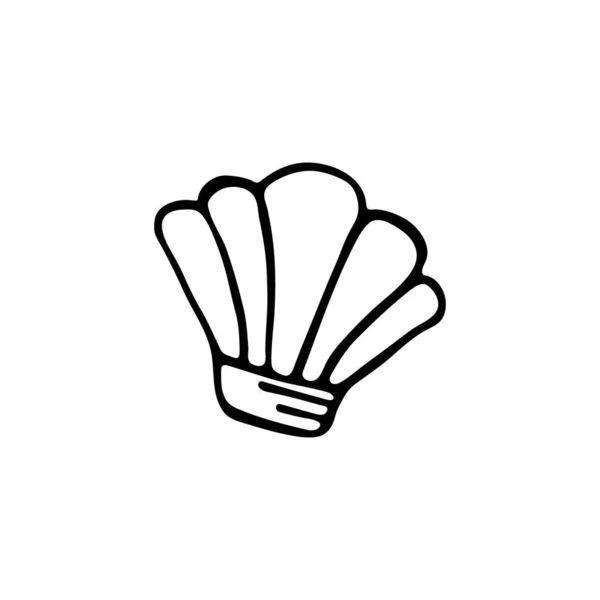 Schelp Pictogram Hand Getekend Een Witte Achtergrond Vectorillustratie — Stockvector