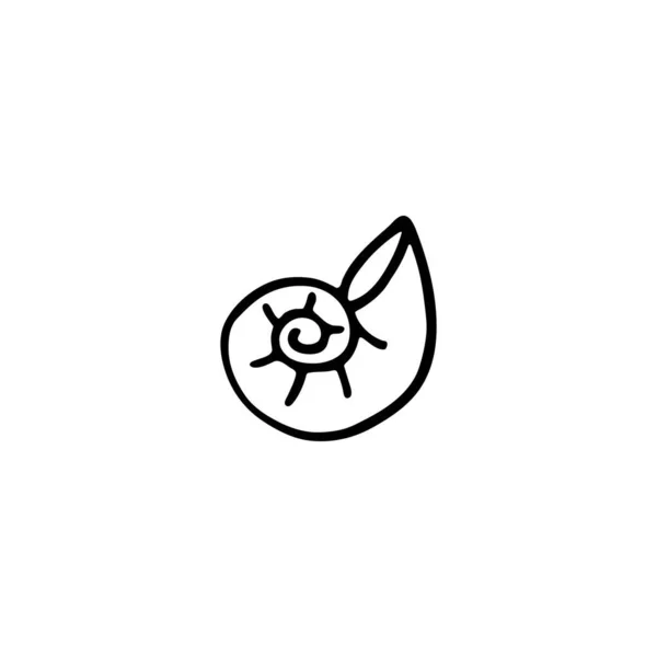 Schelp Pictogram Hand Getekend Een Witte Achtergrond Vectorillustratie — Stockvector