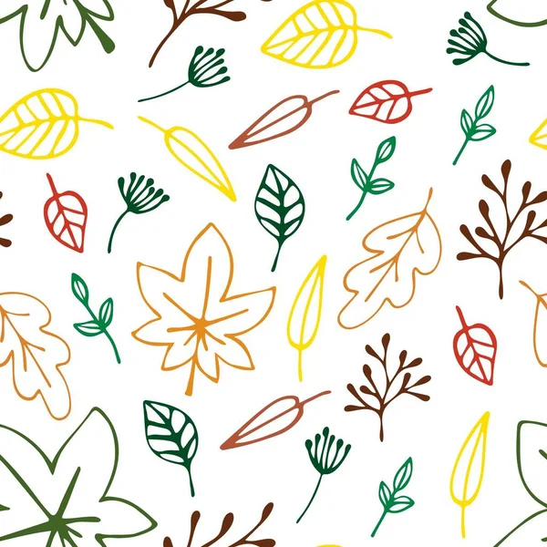 秋は模様を残す 鮮やかな季節の色で装飾的な葉 シームレスな画像 ベクターイラスト — ストックベクタ