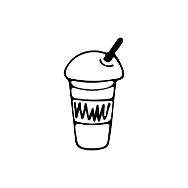 Doodle kahve fincanı. Elle çizilmiş resim. Vektör illüstrasyonu