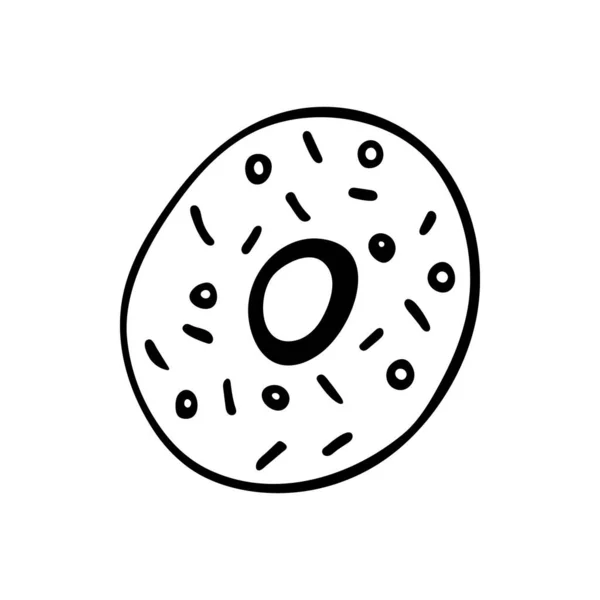 Donut Garabato Dibujado Mano Dulces Pasteles Sobre Fondo Blanco Ilustración — Vector de stock