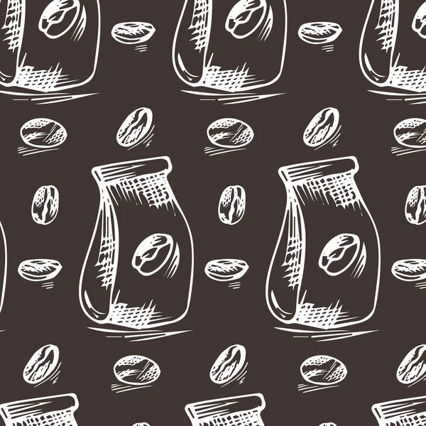Kaffemönster Sömlös Bild Vit Bakgrund Vektorillustration — Stock vektor