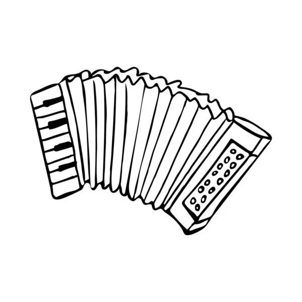 Handgetekende Accordeon Illustratie Witte Achtergrond Vector — Stockvector