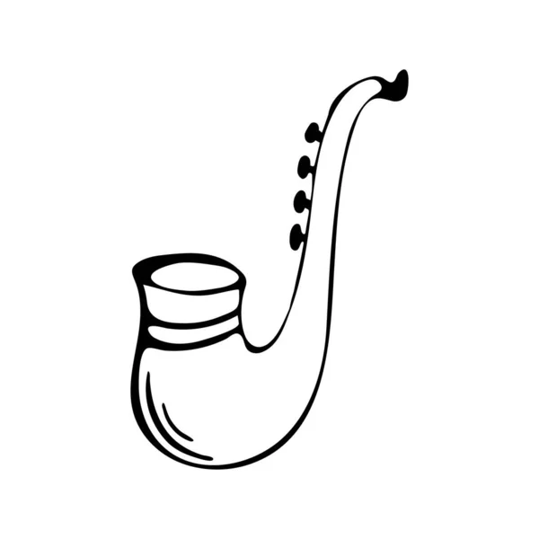 Sassofono Disegnato Mano Illustrazione Sfondo Bianco Vettore — Vettoriale Stock